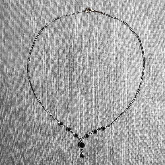 Dainty Black and Silver-Tone "Y" Necklace - Picture 3 of 4